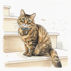 Watercolour-style picture of a kitten